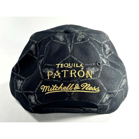 Mitchell & Ness Patron Tequila Bumble Bee Embroidered Snapback Black & Gold Hat - Picture 6 of 9